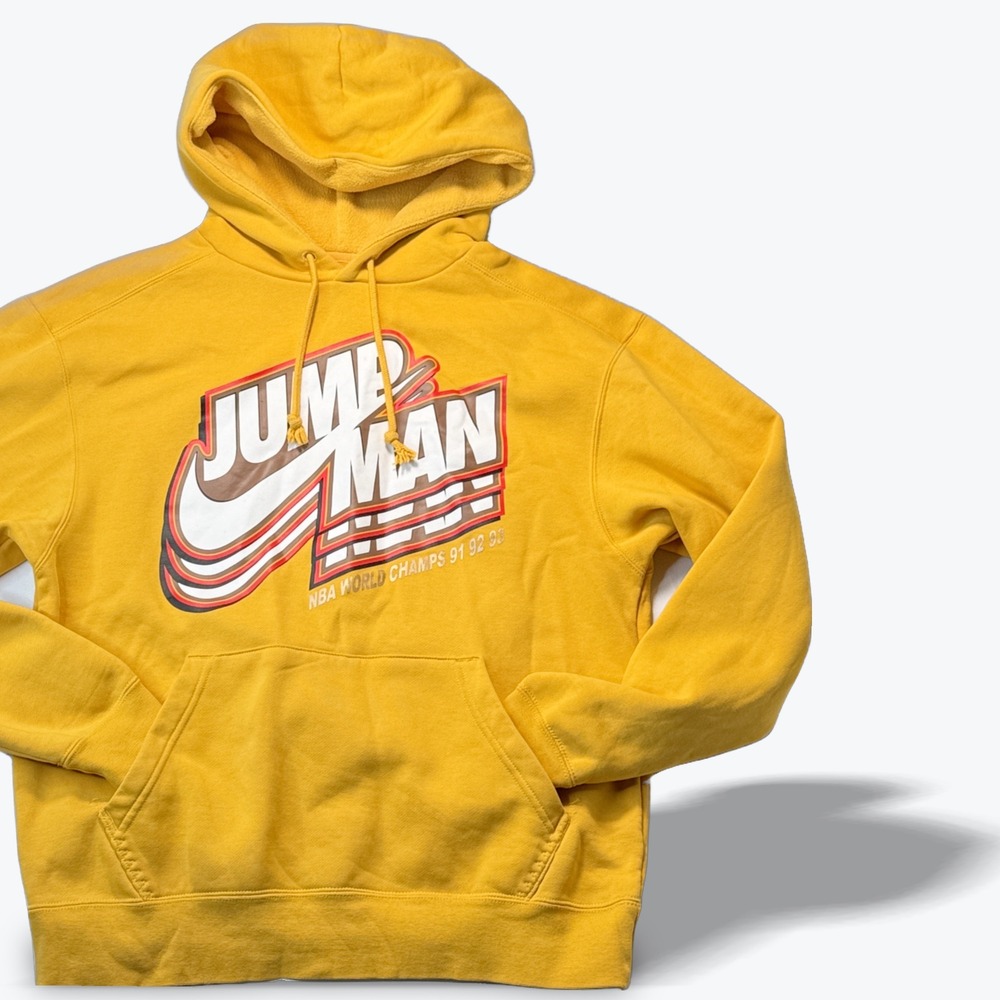 Nike Jordan Jumpman Hoodie Mens Medium Yellow NBA World Champs 91 92 93 Retro